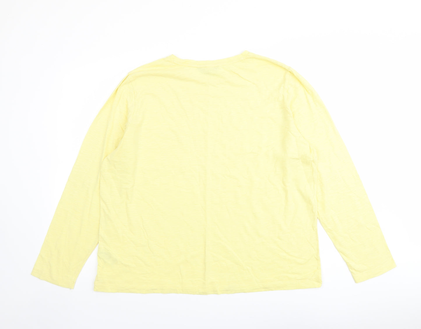 Marks and Spencer Womens Yellow Cotton Basic T-Shirt Size 16 Round Neck