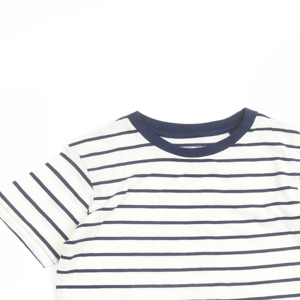 NXT Boys Ivory Striped Cotton Basic T-Shirt Size 8 Years Round Neck Pullover