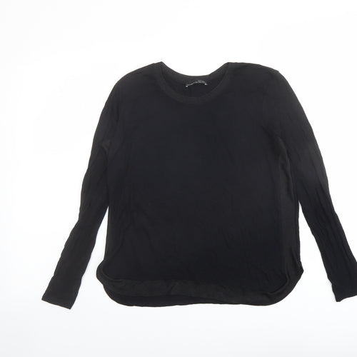 Zara Womens Black Polyester Basic Blouse Size M Round Neck - Mesh Panels