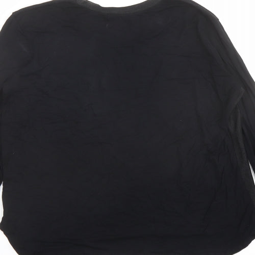 Zara Womens Black Polyester Basic Blouse Size M Round Neck - Mesh Panels