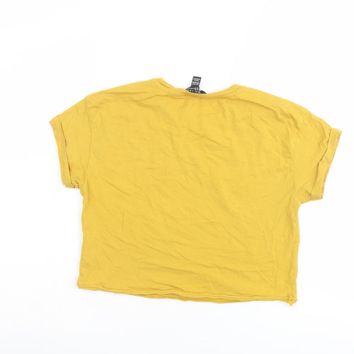 New Look Girls Yellow Cotton Basic T-Shirt Size 12-13 Years Round Neck Pullover - Don't Bother