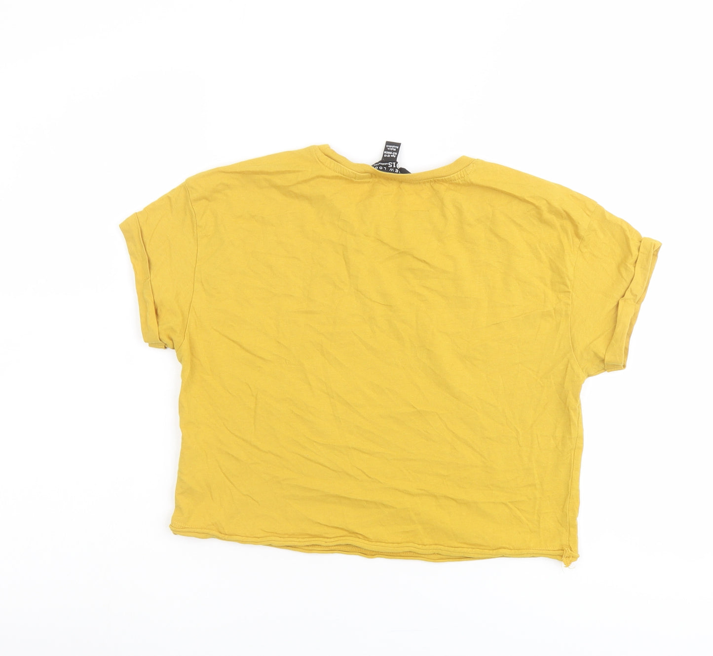 New Look Girls Yellow Cotton Basic T-Shirt Size 12-13 Years Round Neck Pullover - Don't Bother