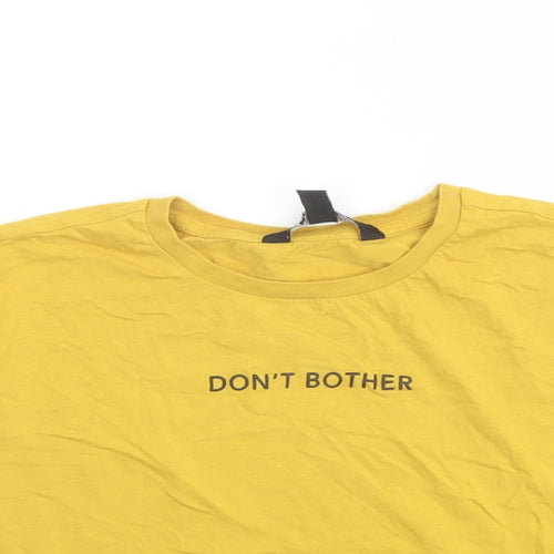 New Look Girls Yellow Cotton Basic T-Shirt Size 12-13 Years Round Neck Pullover - Don't Bother