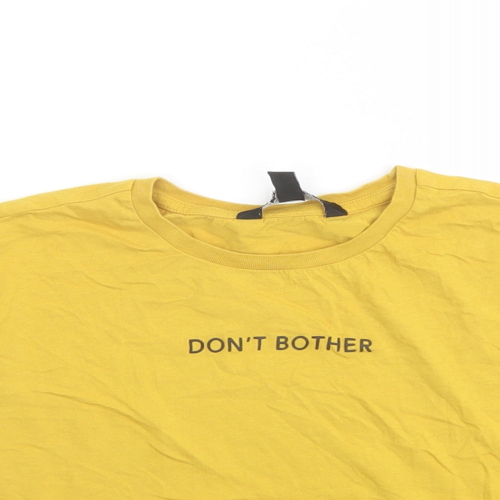 New Look Girls Yellow Cotton Basic T-Shirt Size 12-13 Years Round Neck Pullover - Don't Bother