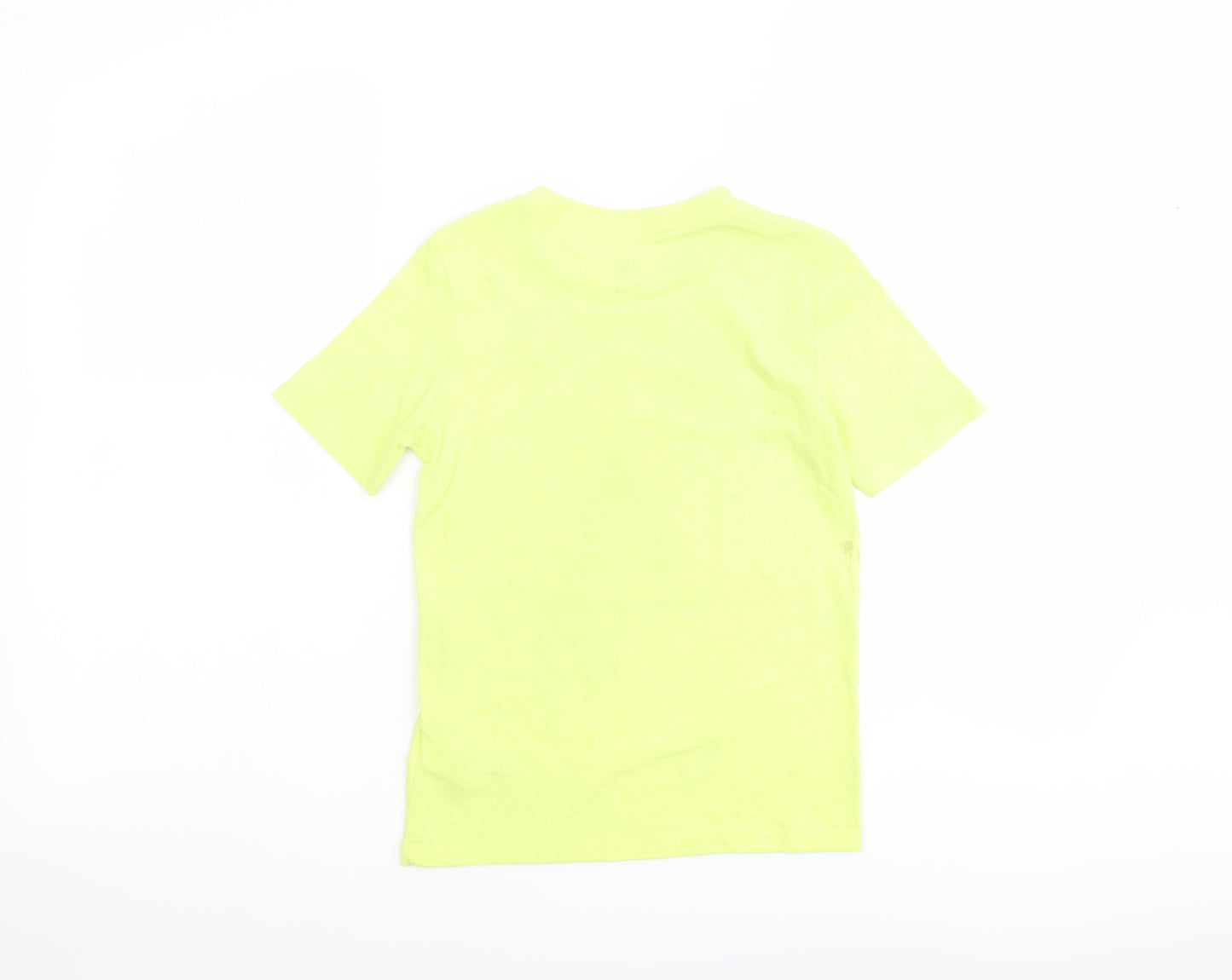 Gap Boys Yellow Cotton Basic T-Shirt Size 6-7 Years Round Neck Pullover - SpongeBob SquarePants
