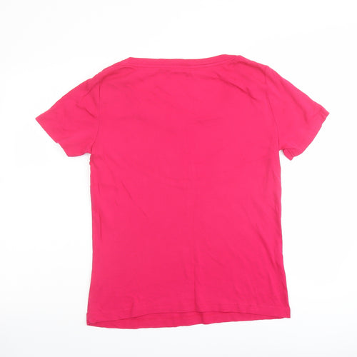 Bonmarché Womens Pink Cotton Basic T-Shirt Size M Square Neck