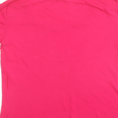 Bonmarché Womens Pink Cotton Basic T-Shirt Size M Square Neck