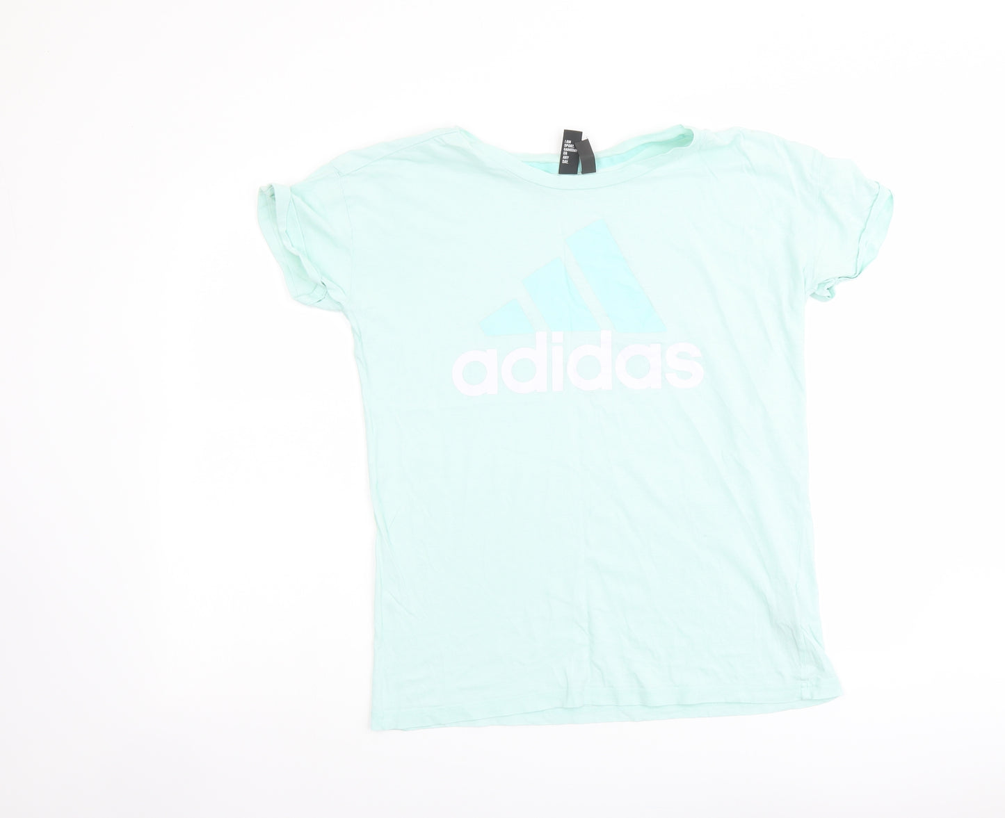 adidas Womens Green Cotton Basic T-Shirt Size 12 Round Neck