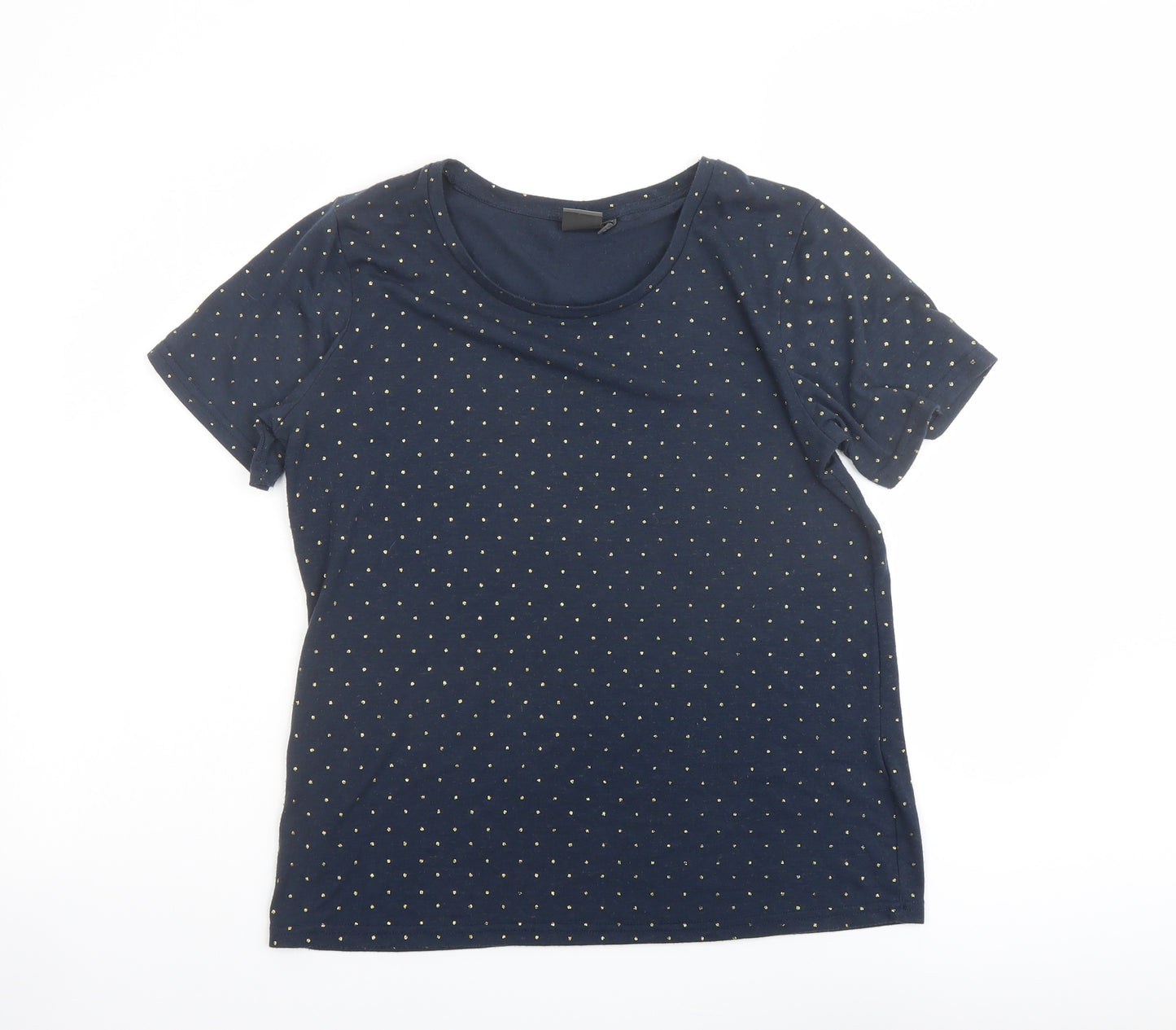 ICHI Womens Blue Polka Dot Polyester Basic Tank Size M Round Neck