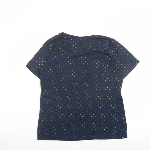 ICHI Womens Blue Polka Dot Polyester Basic Tank Size M Round Neck
