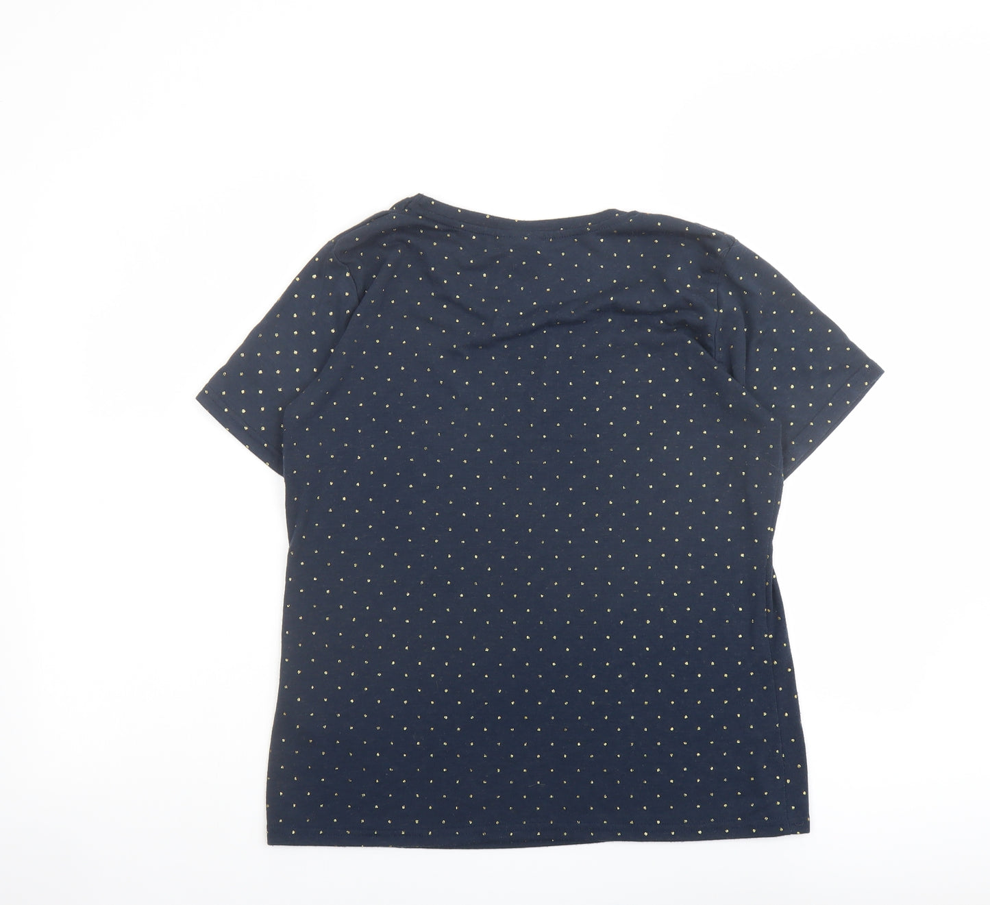 ICHI Womens Blue Polka Dot Polyester Basic Tank Size M Round Neck