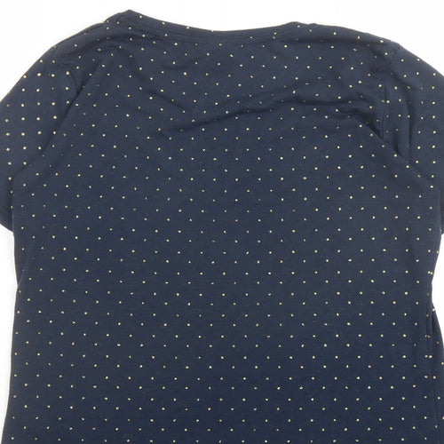 ICHI Womens Blue Polka Dot Polyester Basic Tank Size M Round Neck
