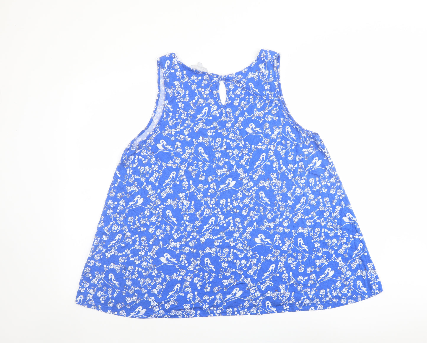 Red Herring Womens Blue Floral Cotton Basic Tank Size 20 Round Neck - Birds