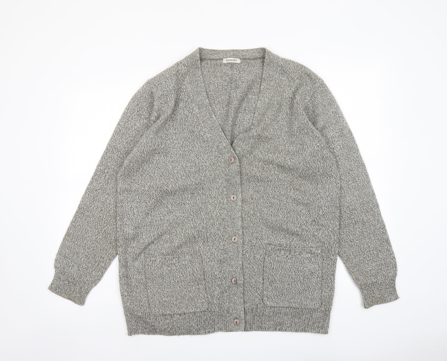 Damart Womens Grey V-Neck Acrylic Cardigan Jumper Size 18 - Pockets