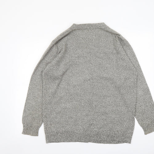 Damart Womens Grey V-Neck Acrylic Cardigan Jumper Size 18 - Pockets