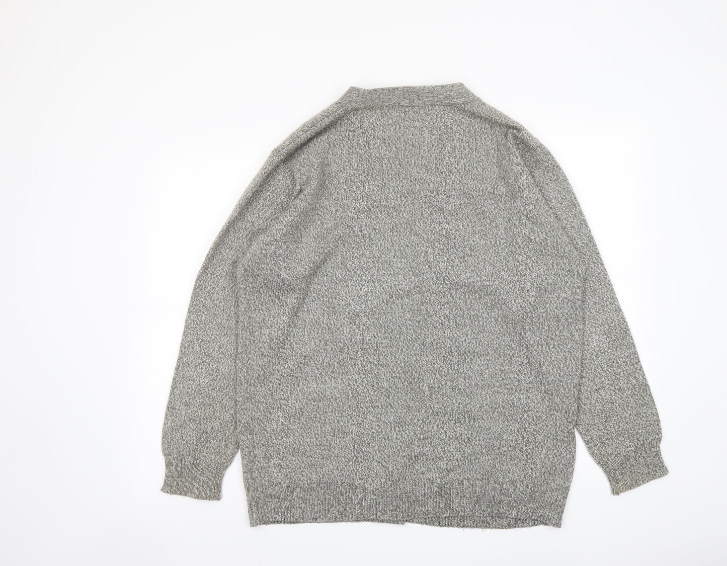Damart Womens Grey V-Neck Acrylic Cardigan Jumper Size 18 - Pockets