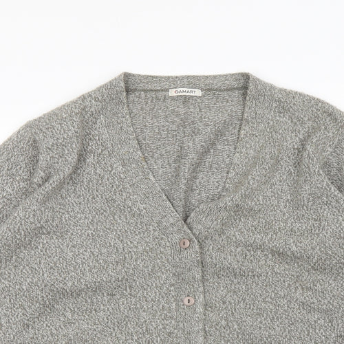 Damart Womens Grey V-Neck Acrylic Cardigan Jumper Size 18 - Pockets