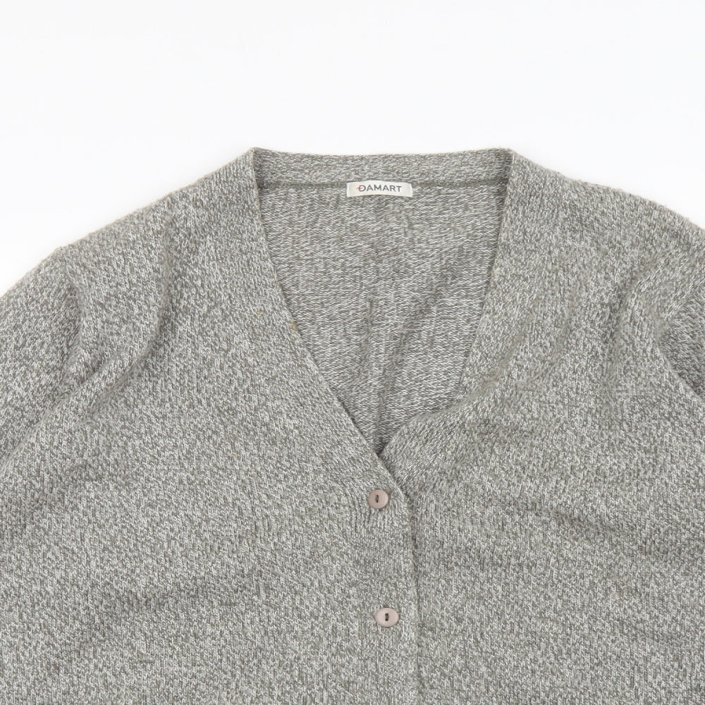 Damart Womens Grey V-Neck Acrylic Cardigan Jumper Size 18 - Pockets