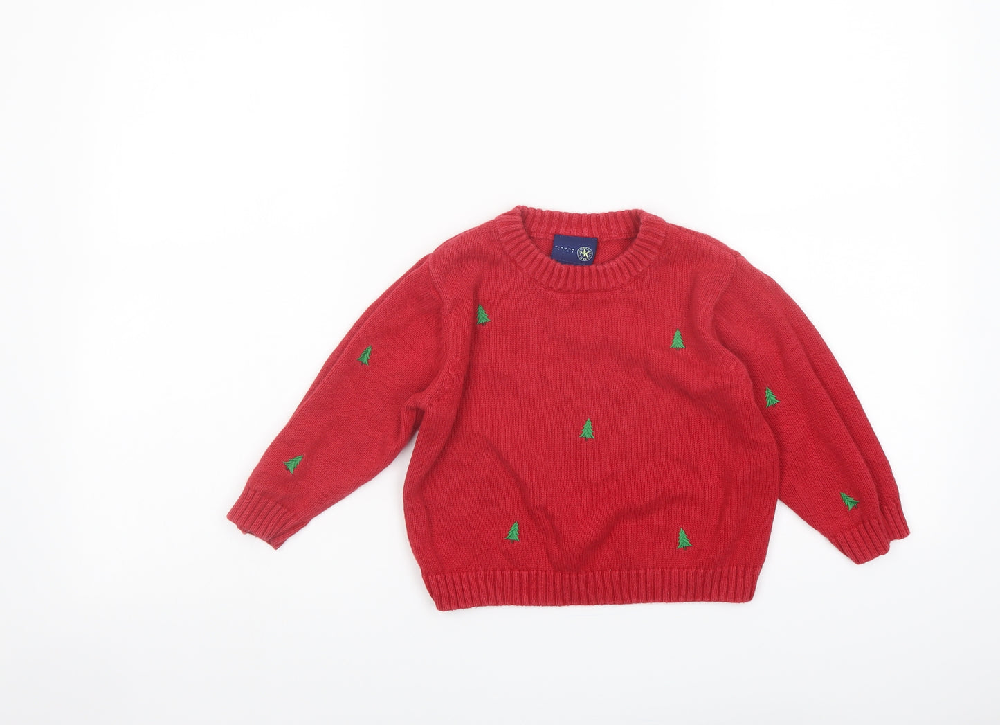 J. Khaki Boys Red Round Neck Ramie Pullover Jumper Size 4 Years Pullover - Christmas Tree