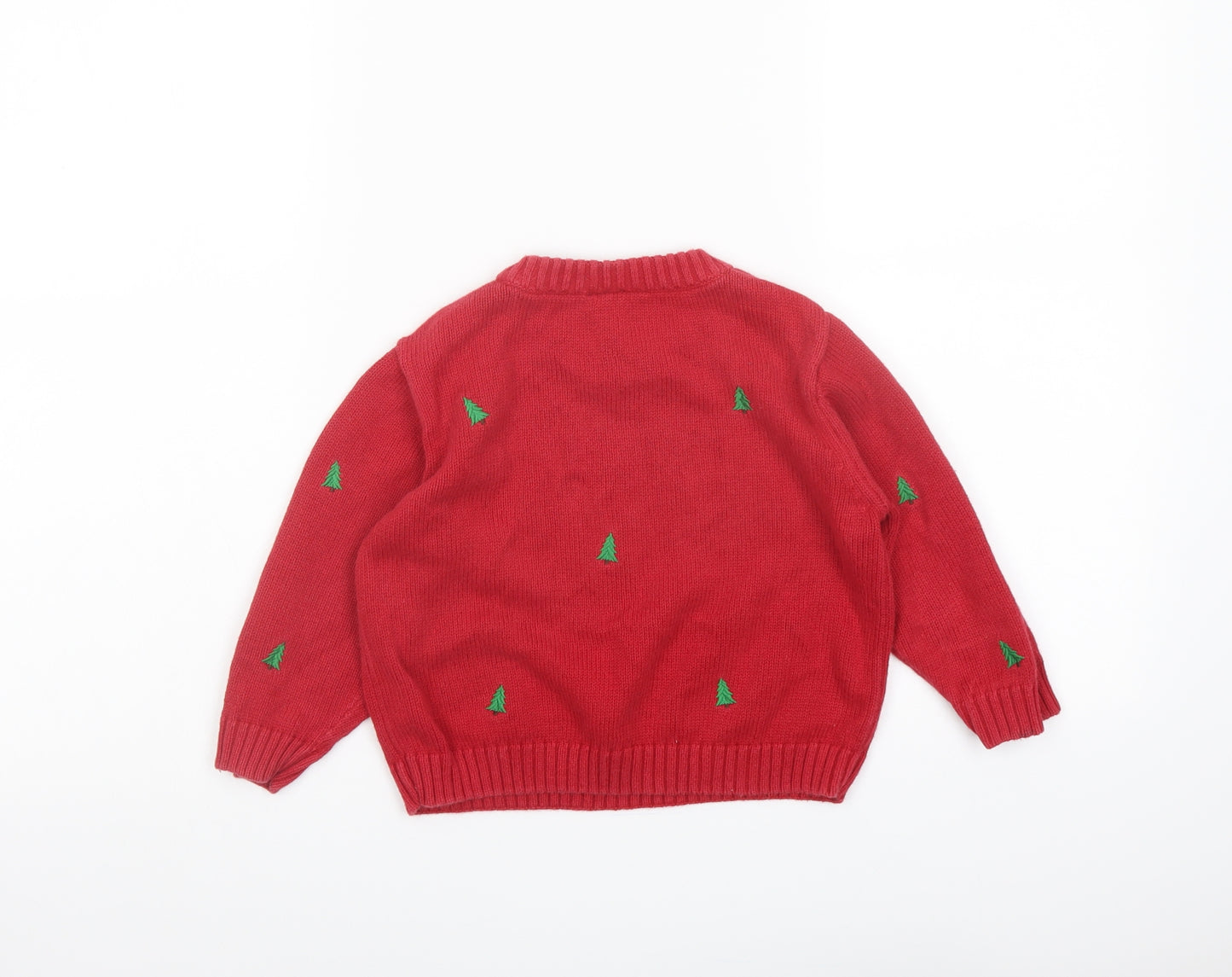 J. Khaki Boys Red Round Neck Ramie Pullover Jumper Size 4 Years Pullover - Christmas Tree