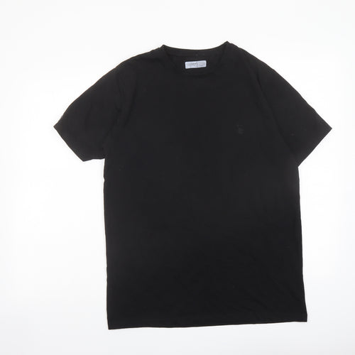 Four Squares Mens Black Cotton T-Shirt Size L Crew Neck