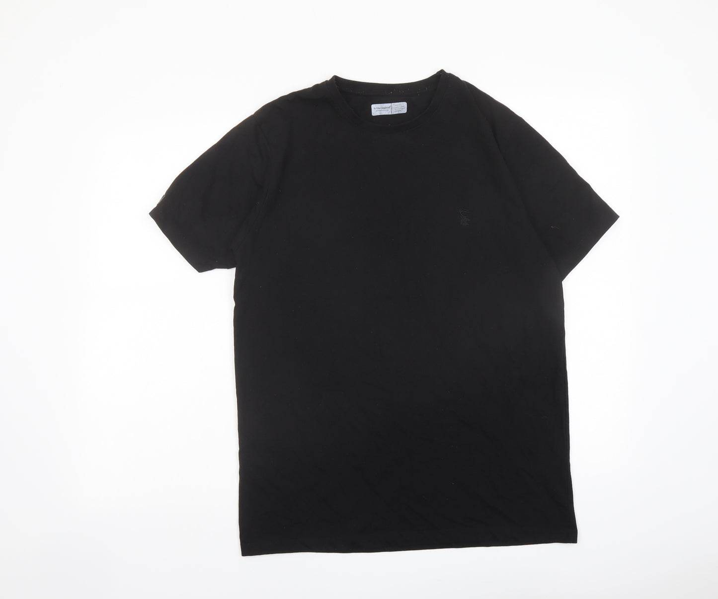 Four Squares Mens Black Cotton T-Shirt Size L Crew Neck