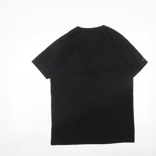 Four Squares Mens Black Cotton T-Shirt Size L Crew Neck