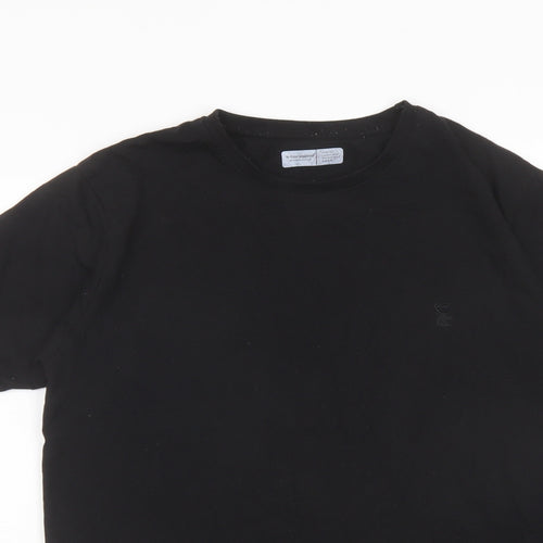 Four Squares Mens Black Cotton T-Shirt Size L Crew Neck