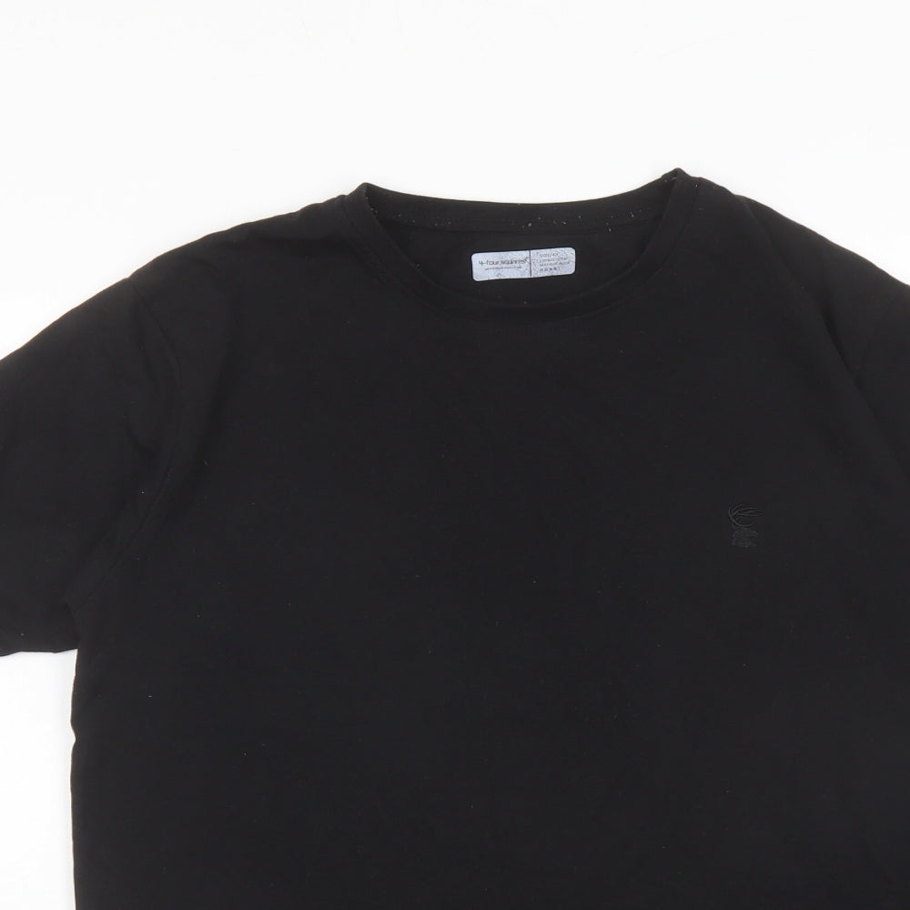 Four Squares Mens Black Cotton T-Shirt Size L Crew Neck