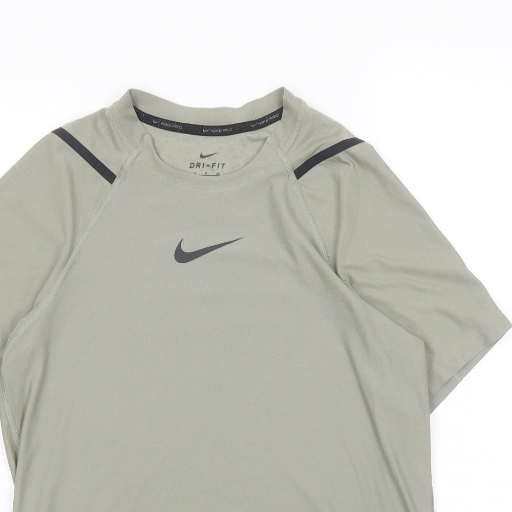 Nike Mens Green Polyester Basic T-Shirt Size S Round Neck Pullover