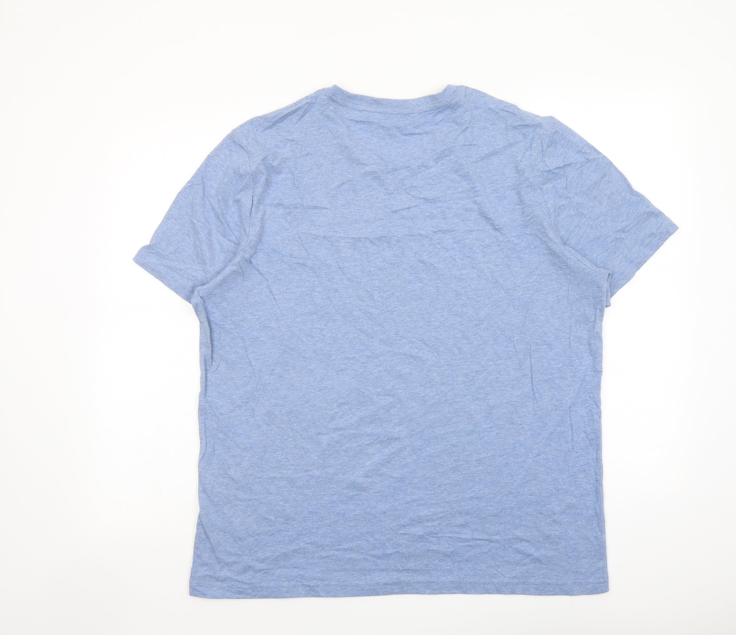 Marks and Spencer Mens Blue Cotton T-Shirt Size L Crew Neck