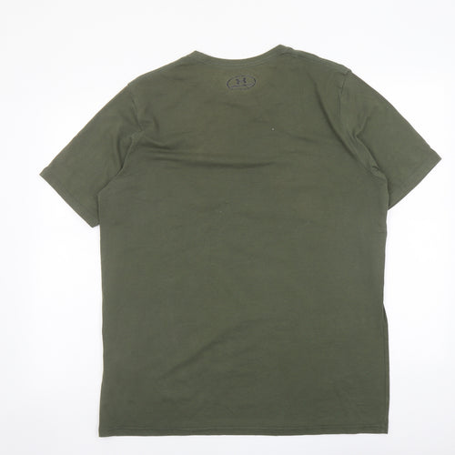 Under armour Mens Green Cotton T-Shirt Size L Crew Neck