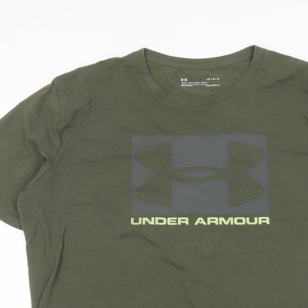 Under armour Mens Green Cotton T-Shirt Size L Crew Neck