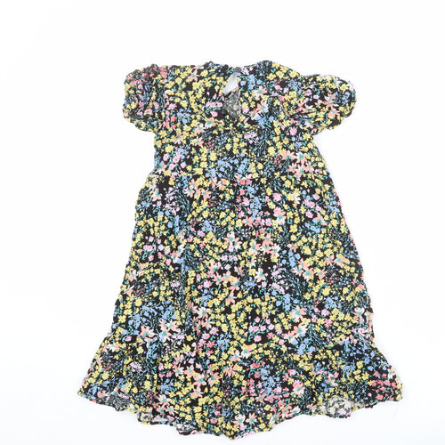 NEXT Girls Multicoloured Floral Viscose A-Line Size 5 Years Crew Neck Button
