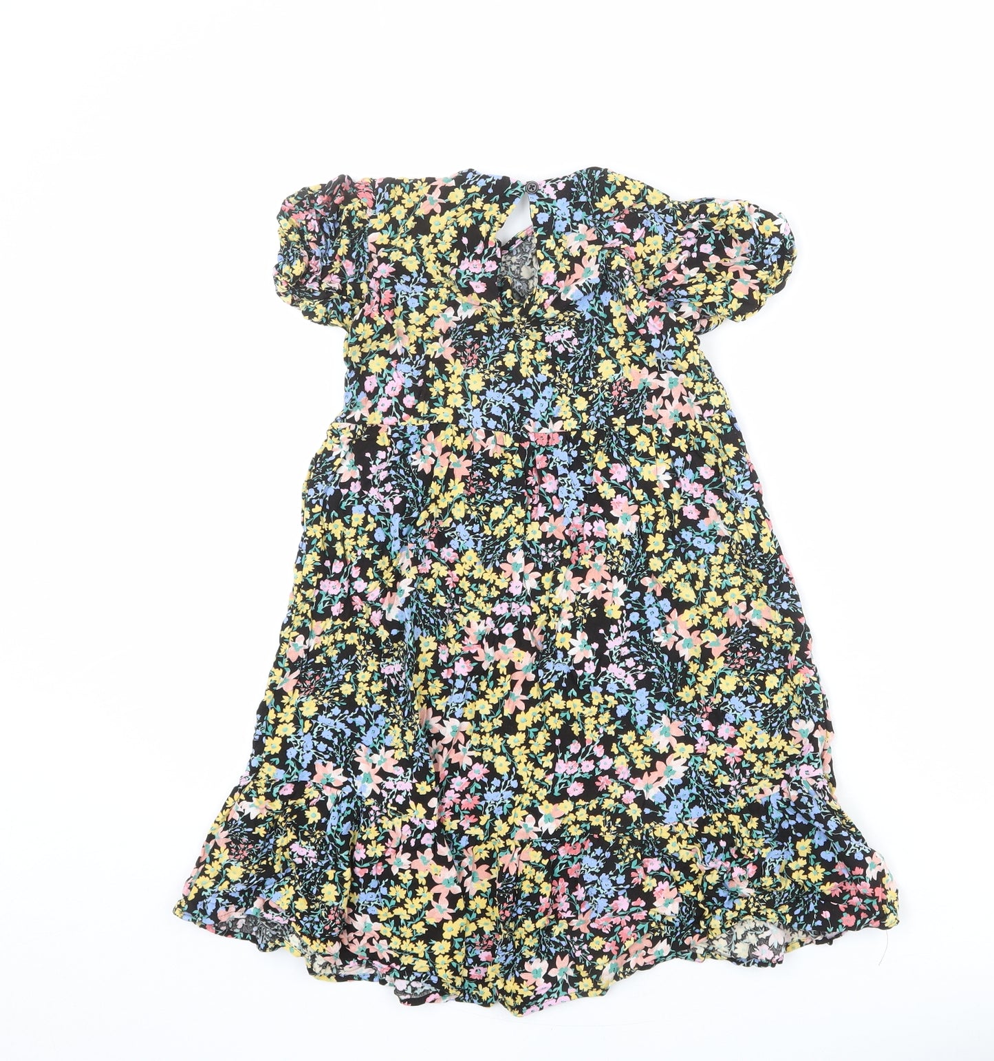 NEXT Girls Multicoloured Floral Viscose A-Line Size 5 Years Crew Neck Button