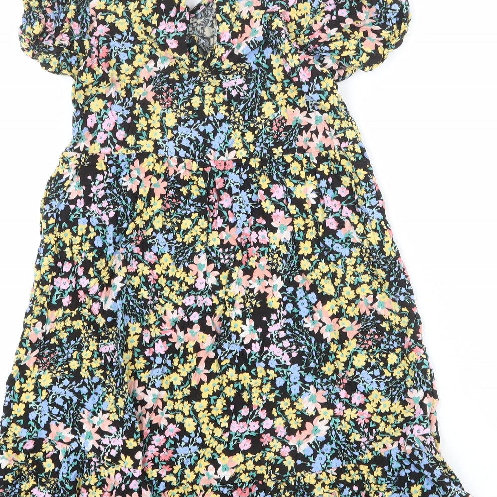 NEXT Girls Multicoloured Floral Viscose A-Line Size 5 Years Crew Neck Button
