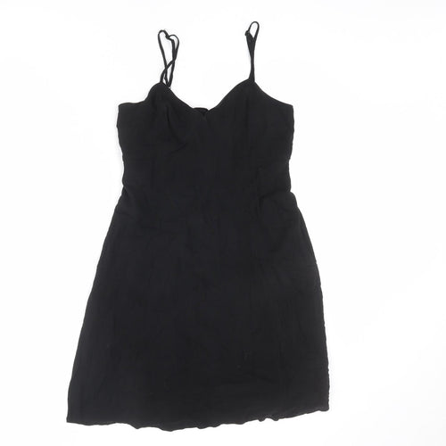 Divided by H&M Womens Black Viscose A-Line Size 12 Sweetheart Tie - Cut Out Back