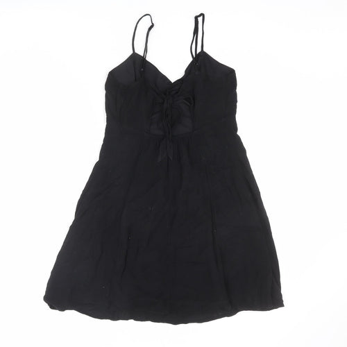 Divided by H&M Womens Black Viscose A-Line Size 12 Sweetheart Tie - Cut Out Back