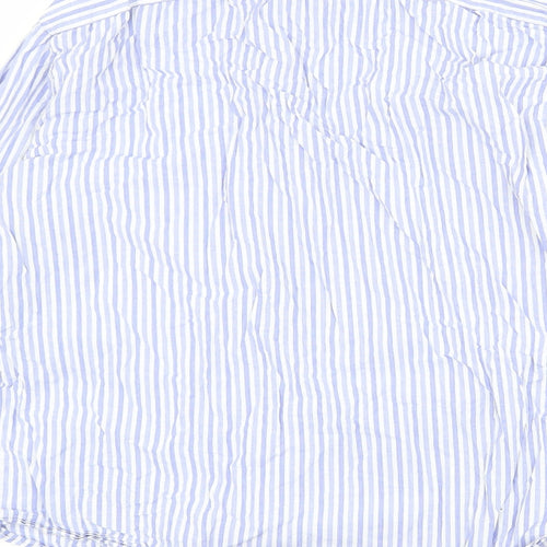 H&M Mens Blue Striped Cotton Button-Up Size XL Collared Button