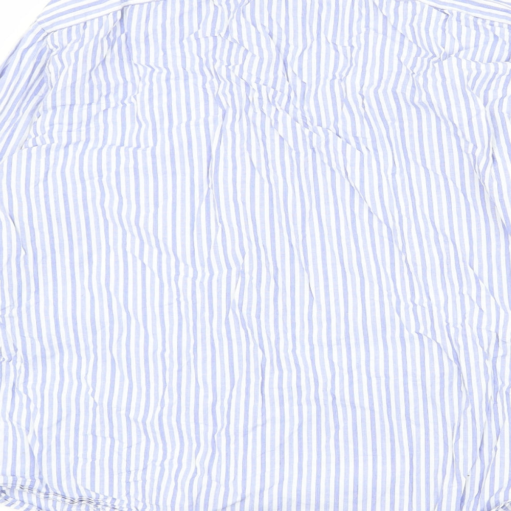 H&M Mens Blue Striped Cotton Button-Up Size XL Collared Button