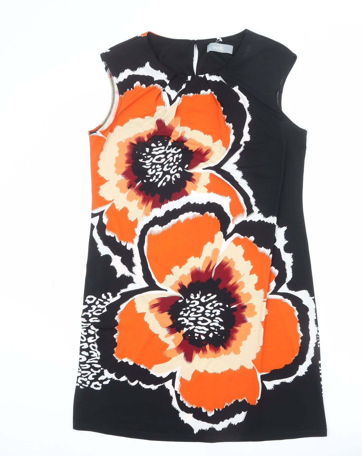 Wallis Womens Black Polyester Shift Size M Round Neck Button - Floral Print