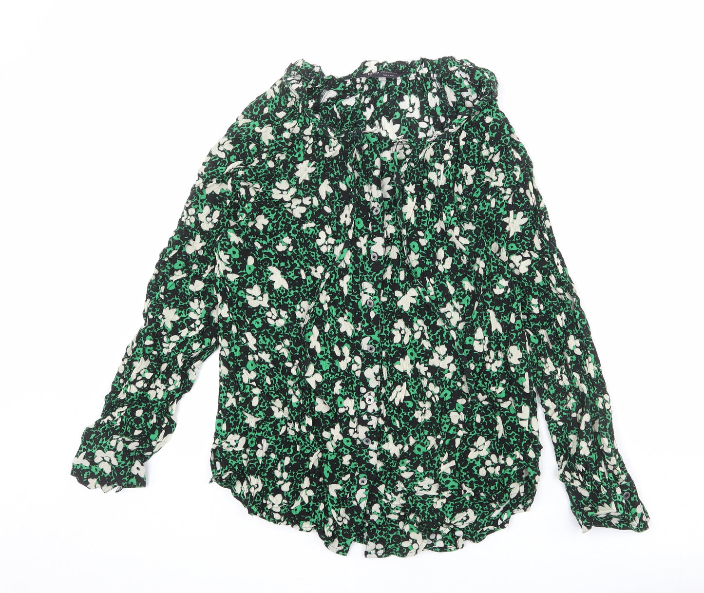 Marks and Spencer Womens Multicoloured Floral Polyester Basic Button-Up Size 12 Collared