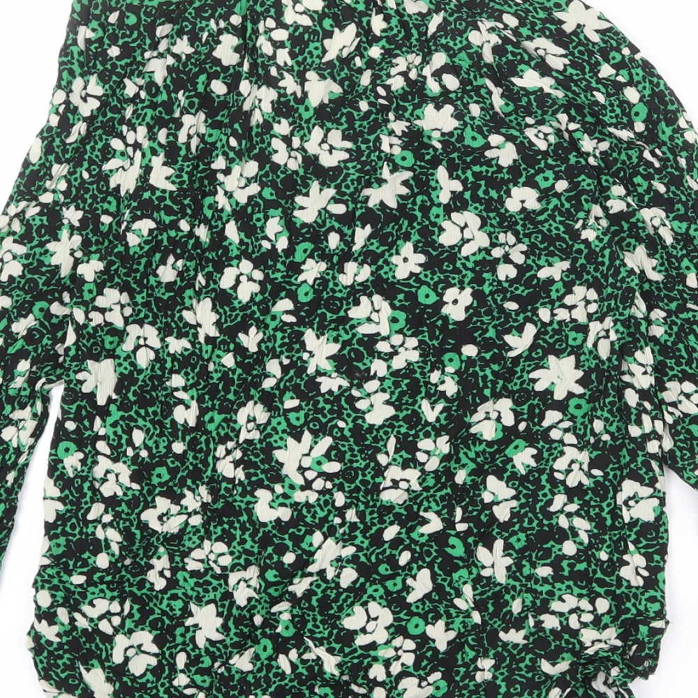 Marks and Spencer Womens Multicoloured Floral Polyester Basic Button-Up Size 12 Collared