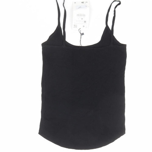 Zara Womens Black Viscose Basic Tank Size M Round Neck