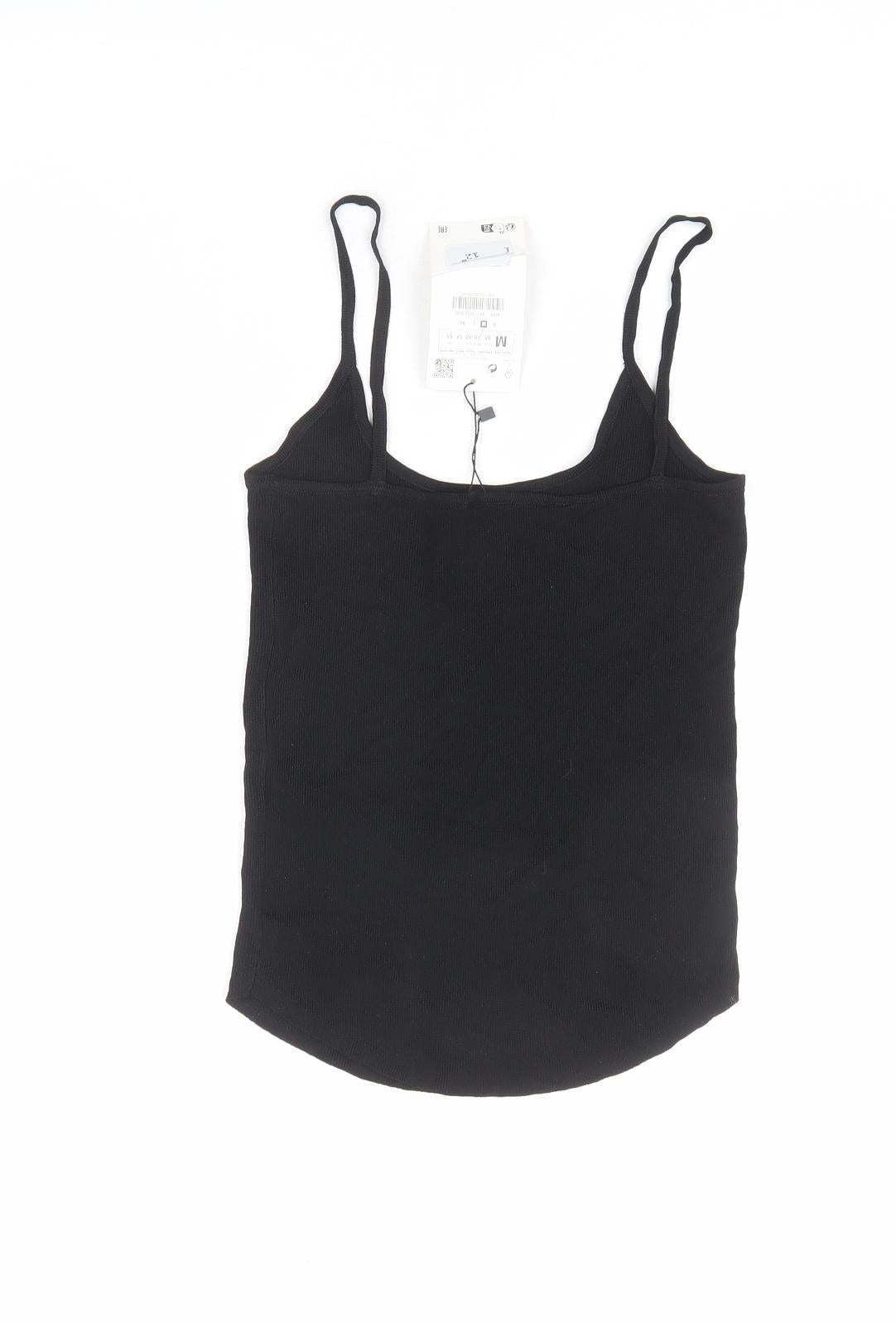 Zara Womens Black Viscose Basic Tank Size M Round Neck