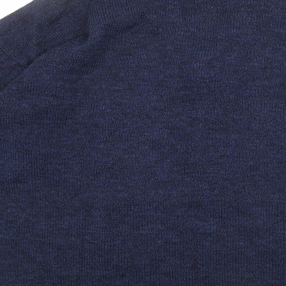BHS Mens Blue V-Neck Acrylic Pullover Jumper Size S Long Sleeve