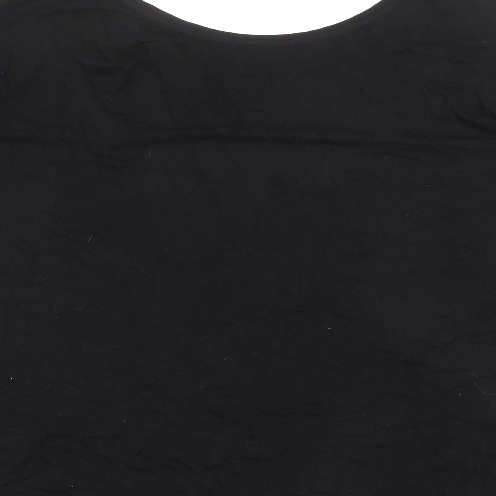 NEXT Womens Black Viscose Basic T-Shirt Size 20 V-Neck - Sequin Details