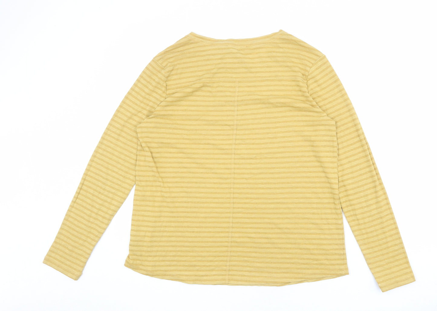 NEXT Womens Yellow Striped Cotton Basic T-Shirt Size 14 Round Neck