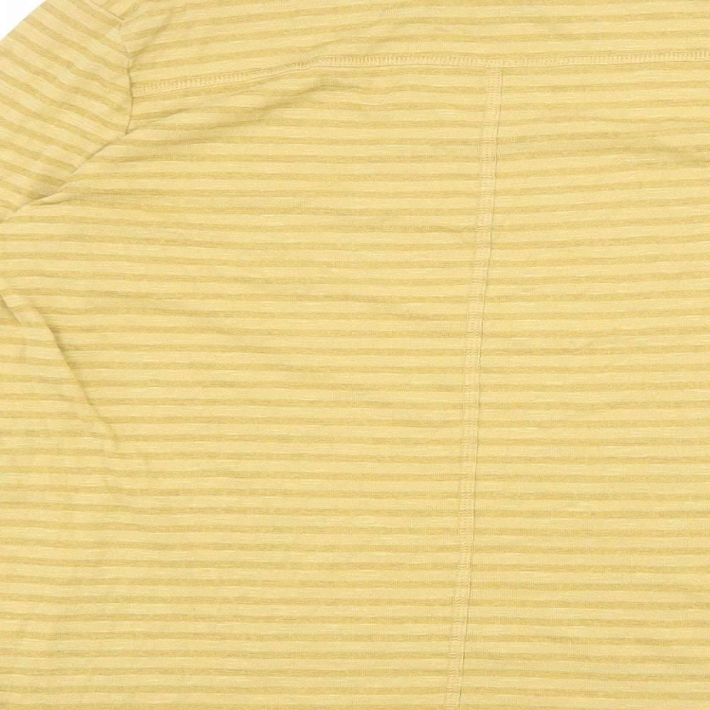 NEXT Womens Yellow Striped Cotton Basic T-Shirt Size 14 Round Neck