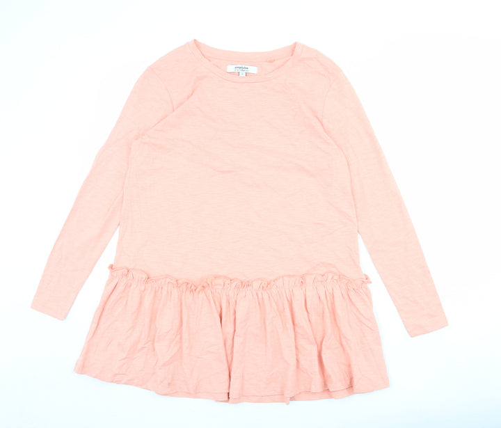 Simply Be Womens Pink Cotton Basic Blouse Size 12 Round Neck